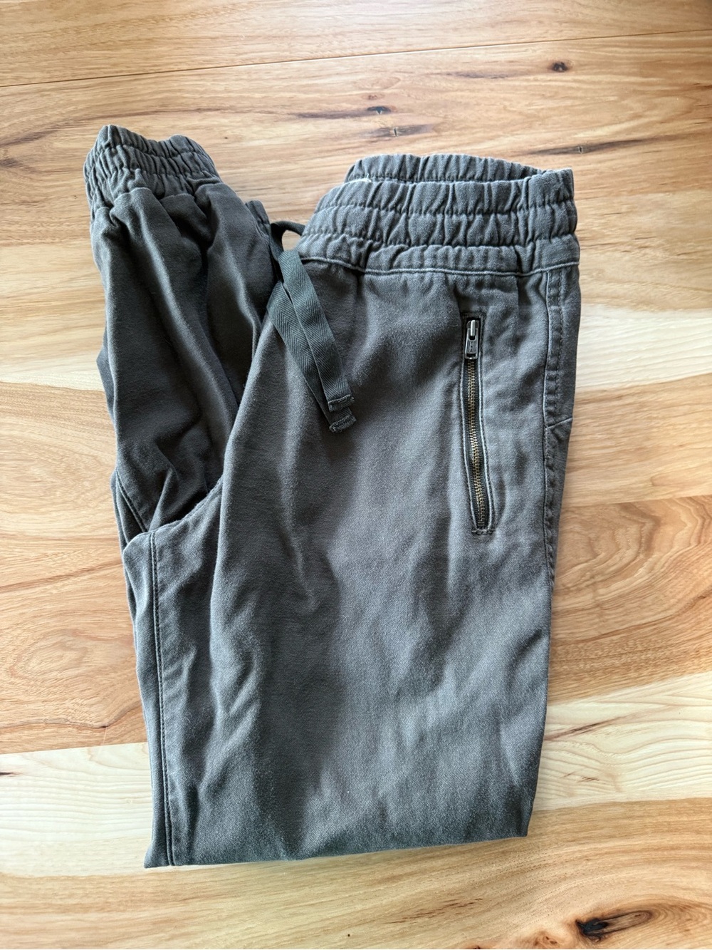TNA Women's Elastic Waist Casual Pants - Olive Green - Size 0